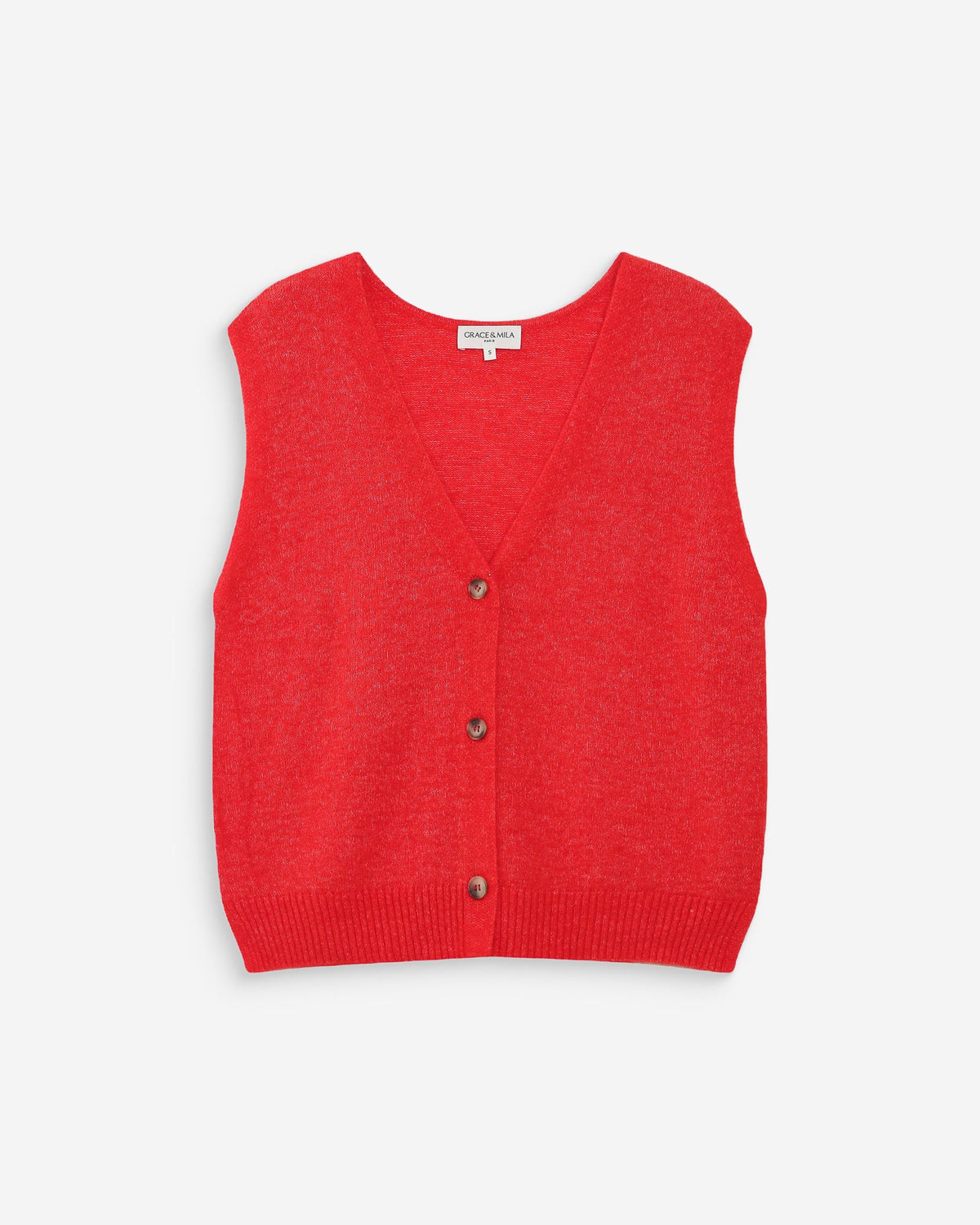 Cardigan sans manches boutonné col V sanguine Nars