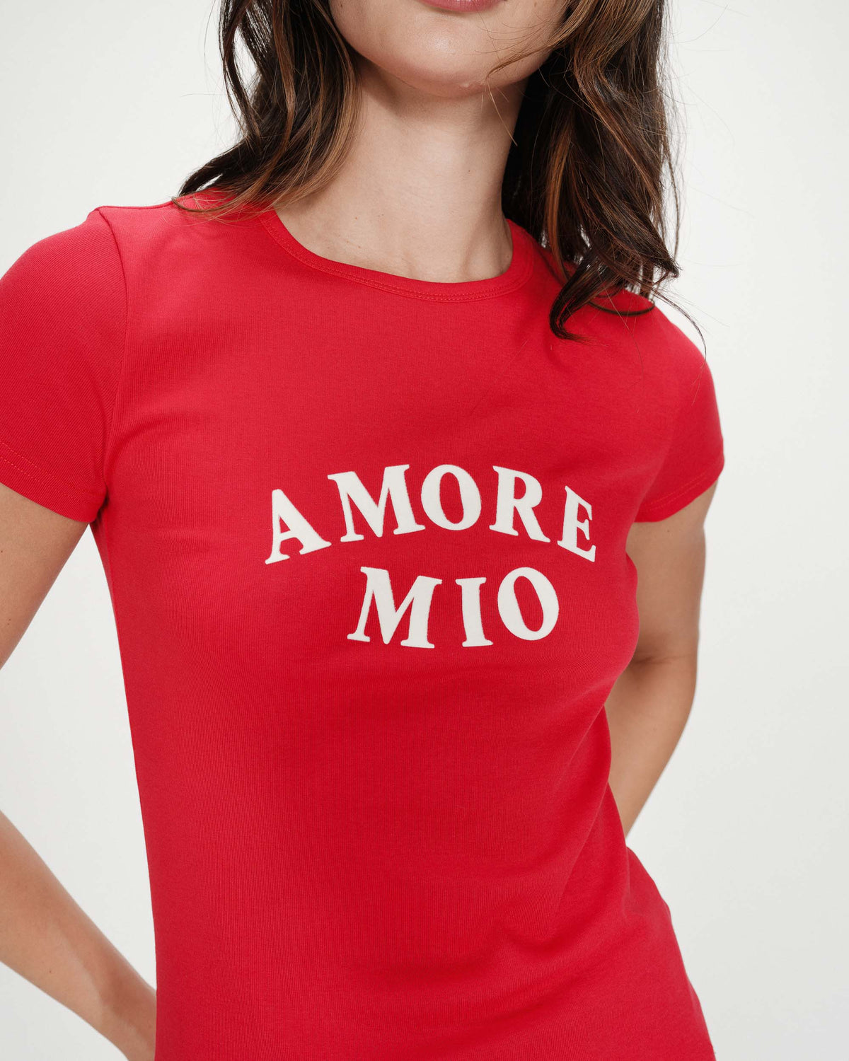 T-shirt ajusté en coton à imprimé velours rouge Valerio