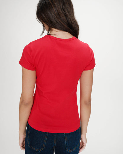 T-shirt ajusté en coton à imprimé velours rouge Valerio