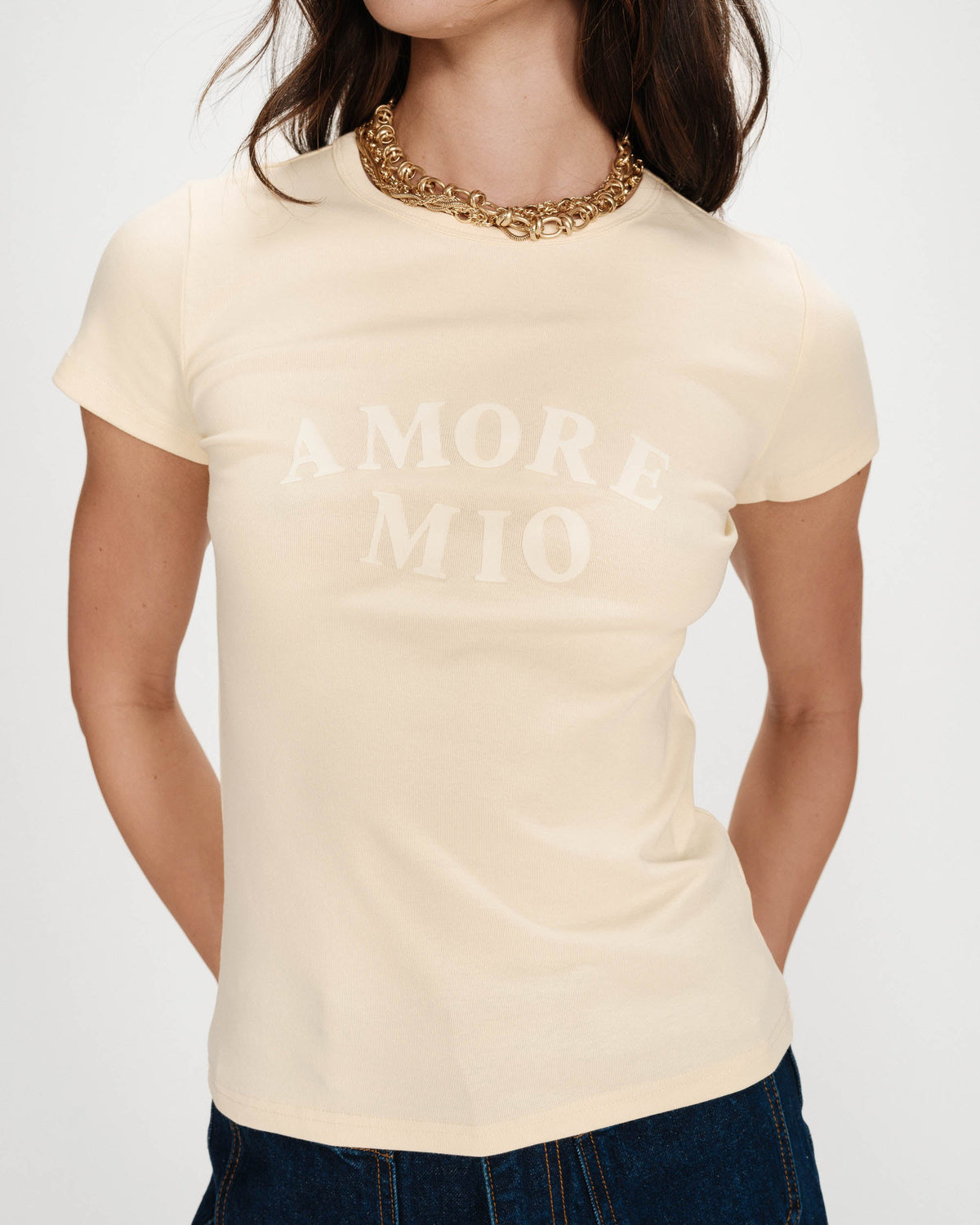 T-shirt ajusté en coton à imprimé velours vanille Valerio
