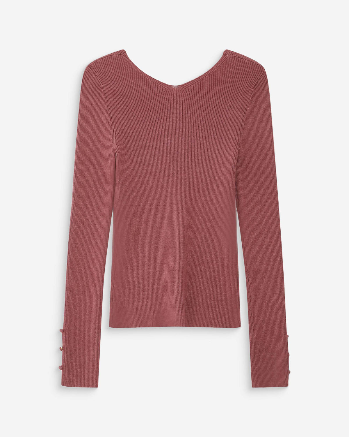 Cardigan ajusté col V manches longues terracotta Volage