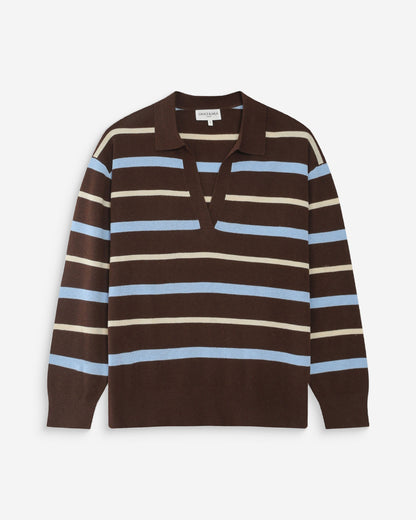 Pull oversize à col polo chocolat Vaporetto
