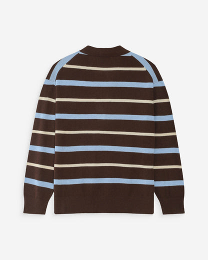 Pull oversize à col polo chocolat Vaporetto
