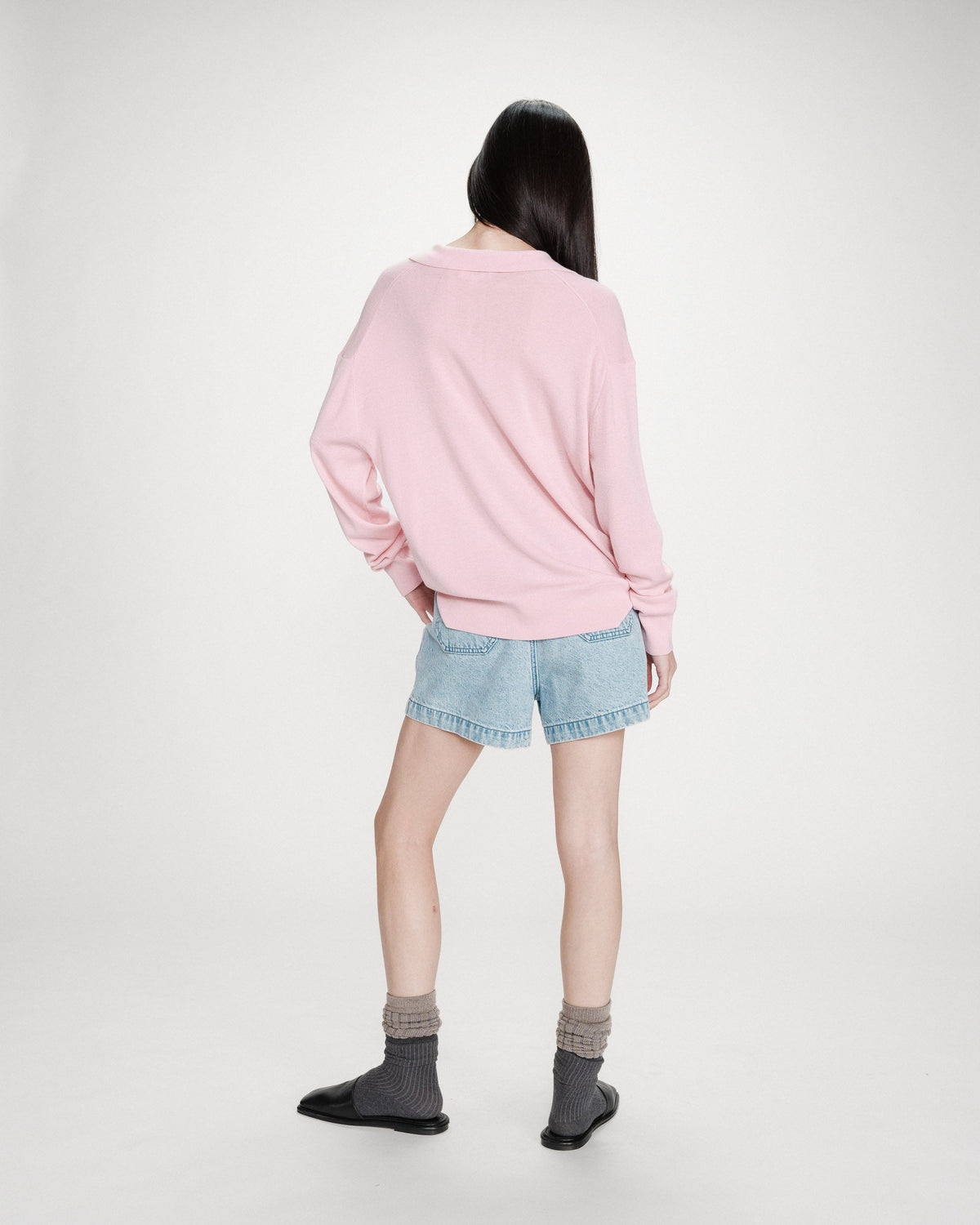 Pull oversize à col polo rose Vaporetto
