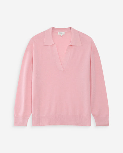 Pull oversize à col polo rose Vaporetto