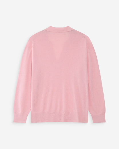 Pull oversize à col polo rose Vaporetto