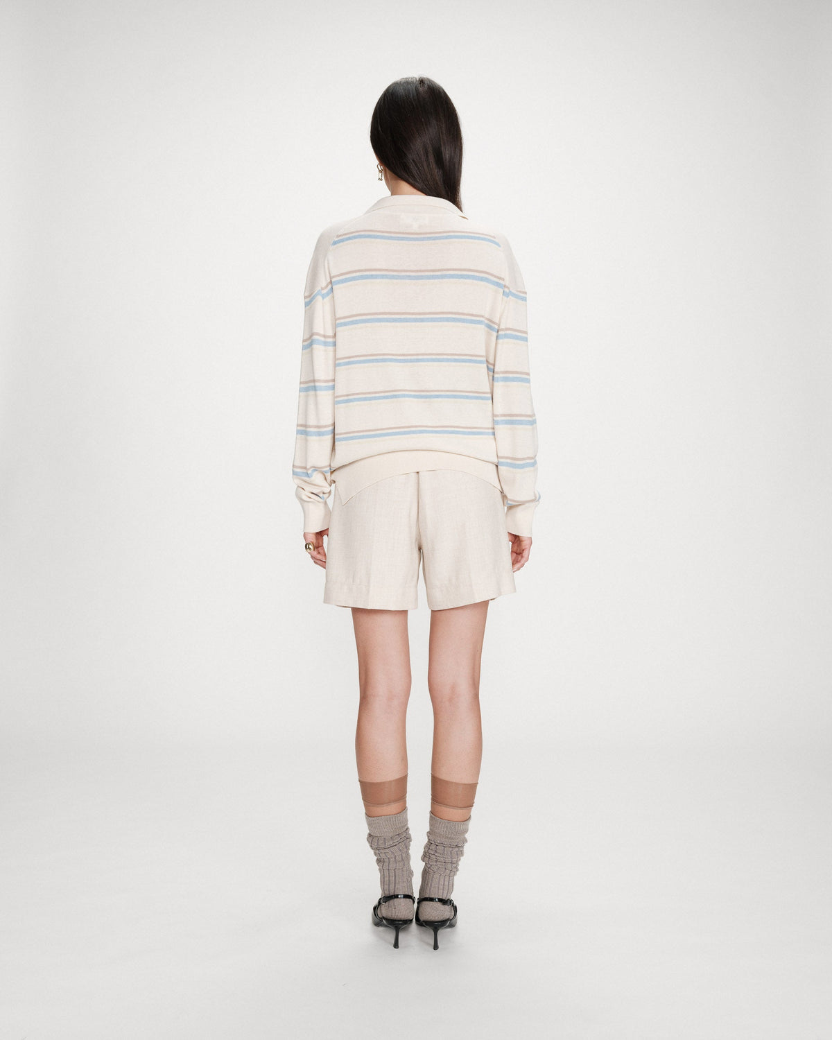 Pull oversize à col polo vanille Vaporetto