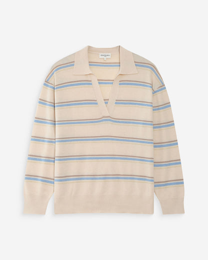 Pull oversize à col polo vanille Vaporetto