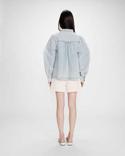 Blouse droite en denim manches longues skyblue Valory
