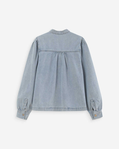 Blouse droite en denim manches longues skyblue Valory