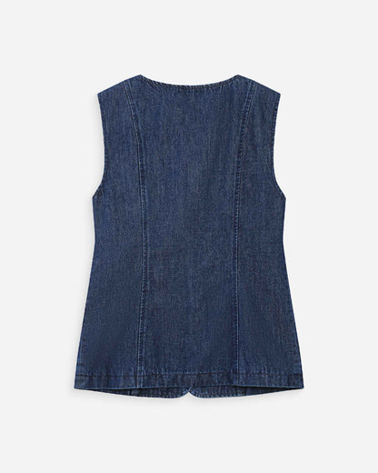 Veste cintrée en jean sans manches mediumblue Vallon