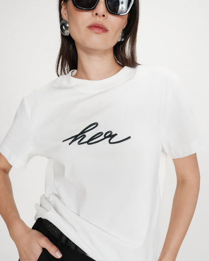 T-shirt en coton manches courtes ivoire Vanders