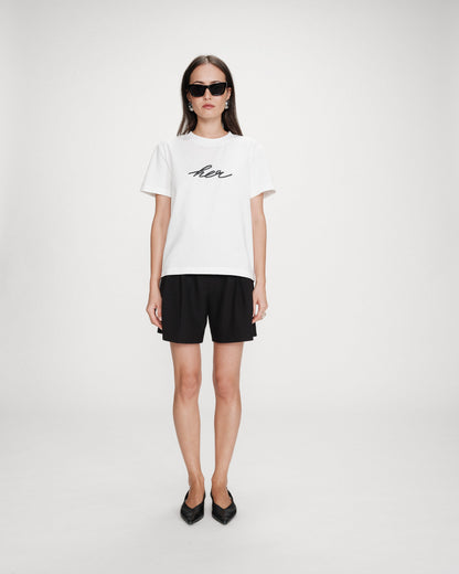 T-shirt en coton manches courtes ivoire Vanders