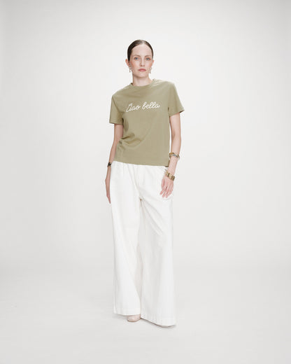 T-shirt en coton manches courtes sauge Vanders