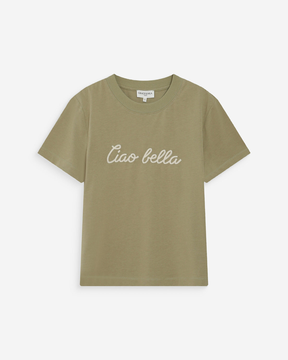 T-shirt en coton manches courtes sauge Vanders