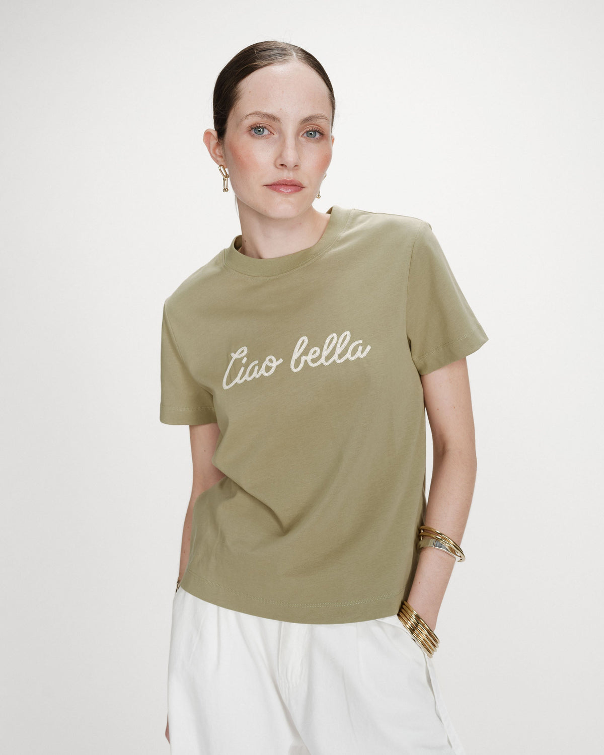T-shirt en coton manches courtes sauge Vanders