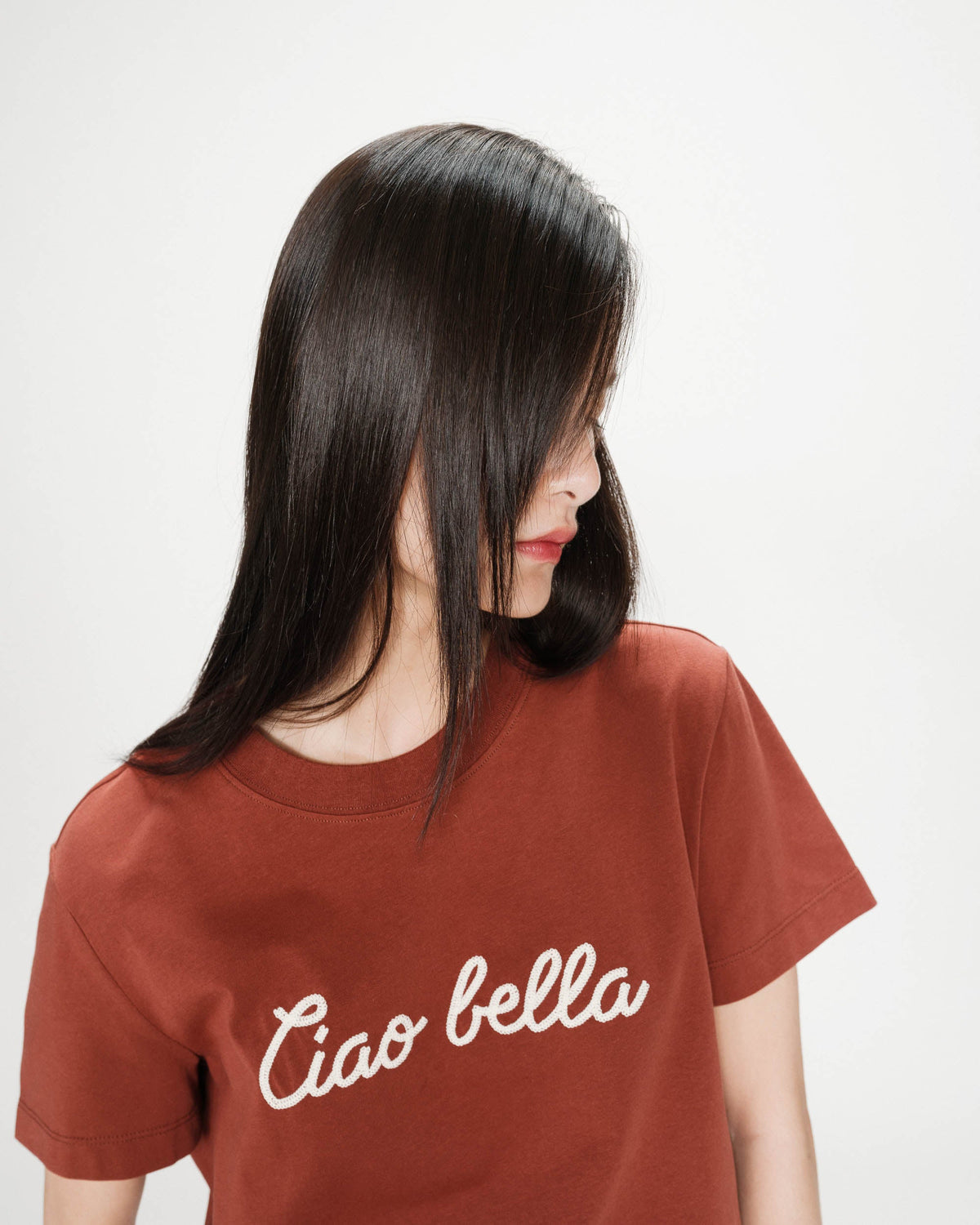 T-shirt en coton manches courtes terracotta Vanders