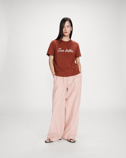 T-shirt en coton manches courtes terracotta Vanders