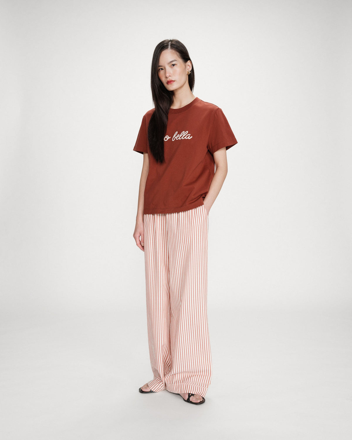 T-shirt en coton manches courtes terracotta Vanders