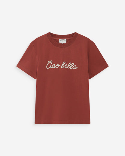 T-shirt en coton manches courtes terracotta Vanders