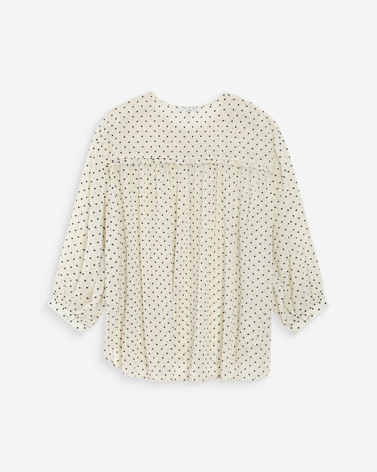 Blouse bouffante à pois manches 3/4 ivoire Valianna
