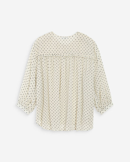 Blouse bouffante à pois manches 3/4 ivoire Valianna