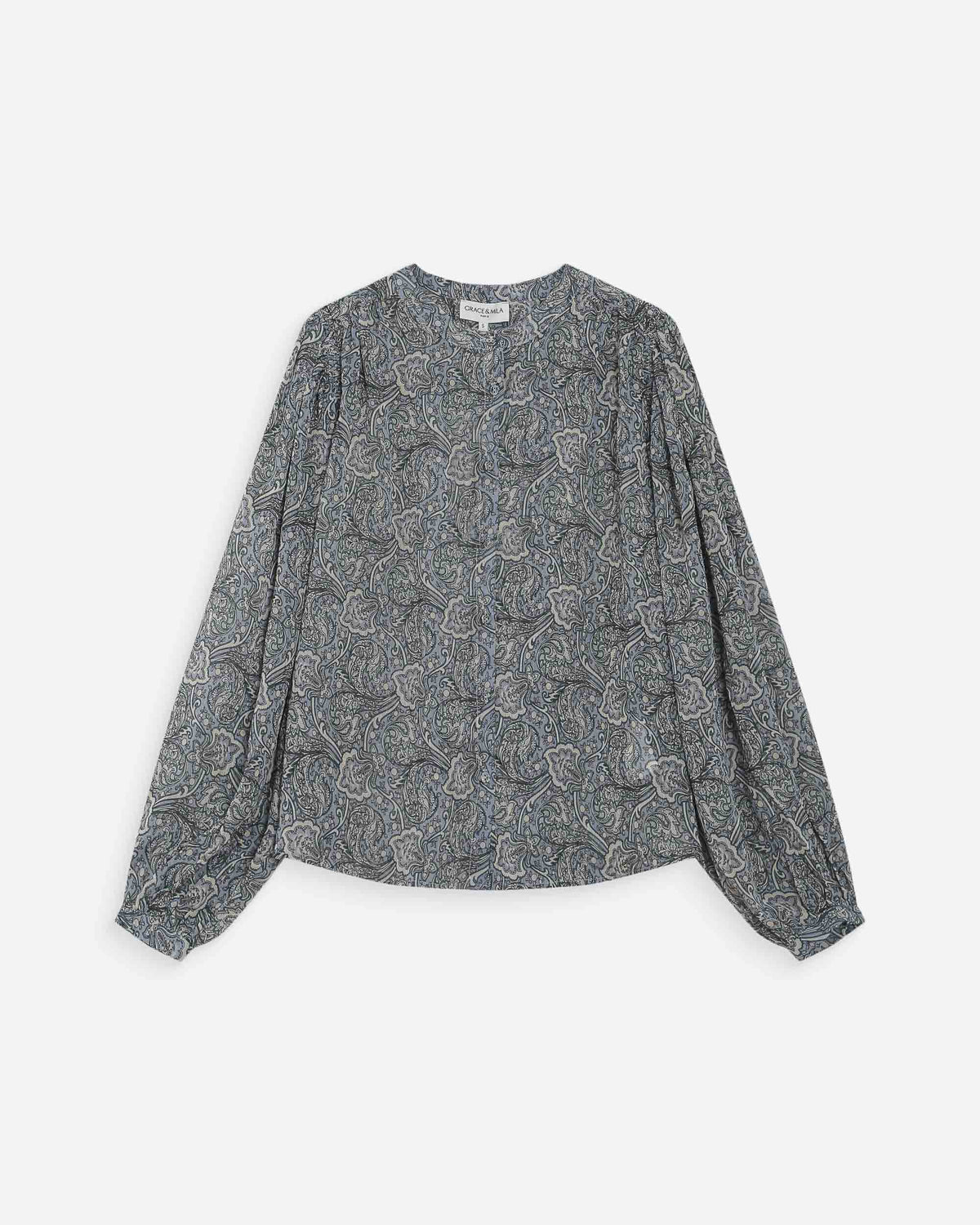 Blouse manches bouffantes imprimée bohème ciel Vertueuse