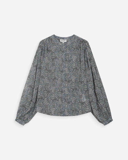 Blouse manches bouffantes imprimée bohème ciel Vertueuse