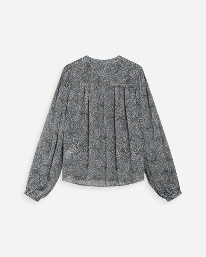 Blouse manches bouffantes imprimée bohème ciel Vertueuse