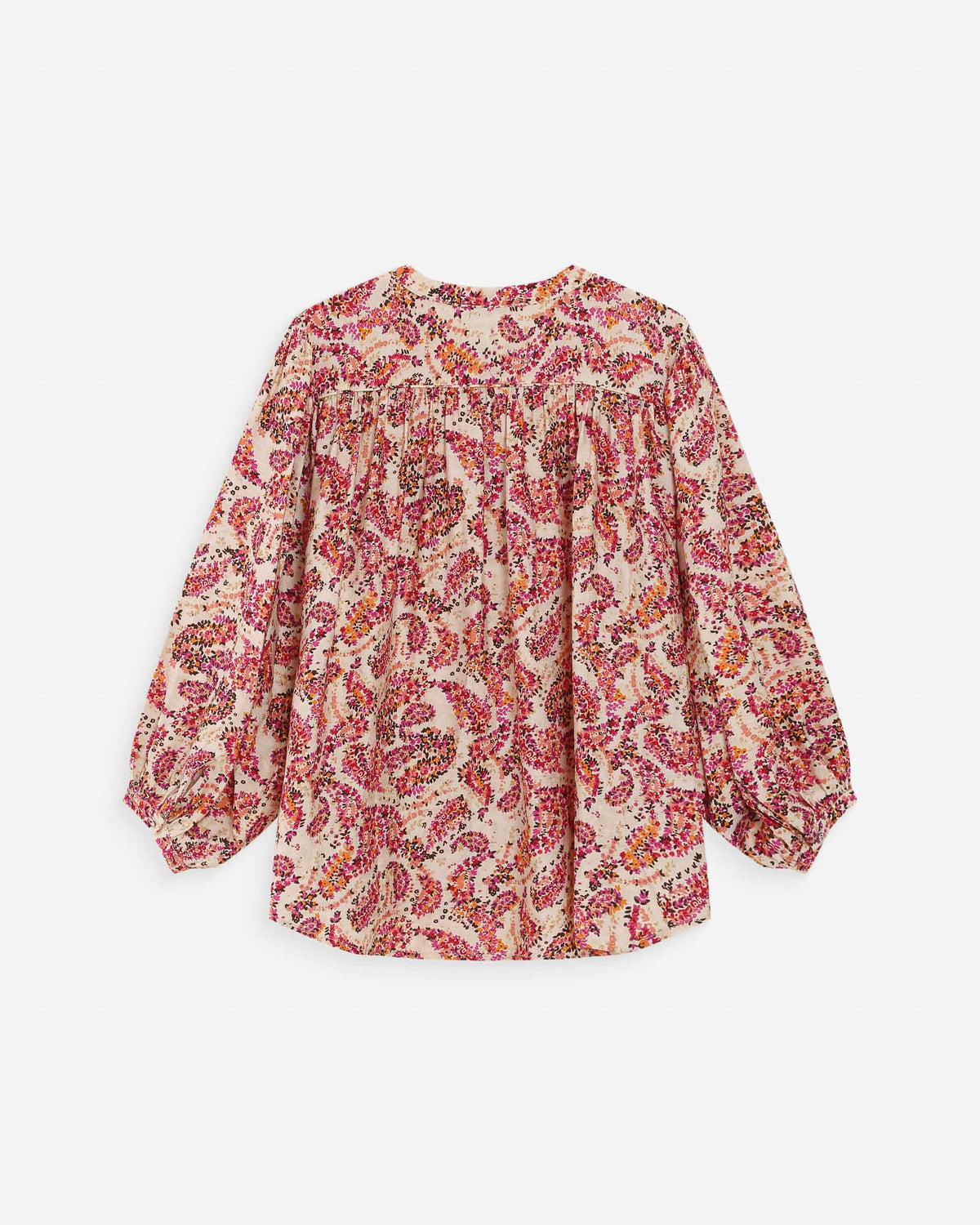Blouse ample manches bouffantes imprimée florale peche Vezia