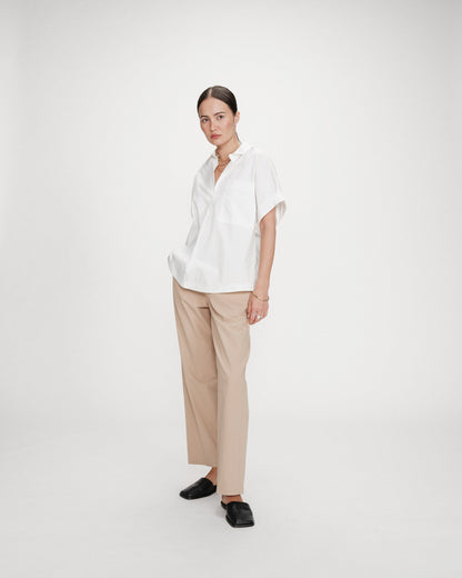 Blouse large en coton manches courtes ivoire Versigny