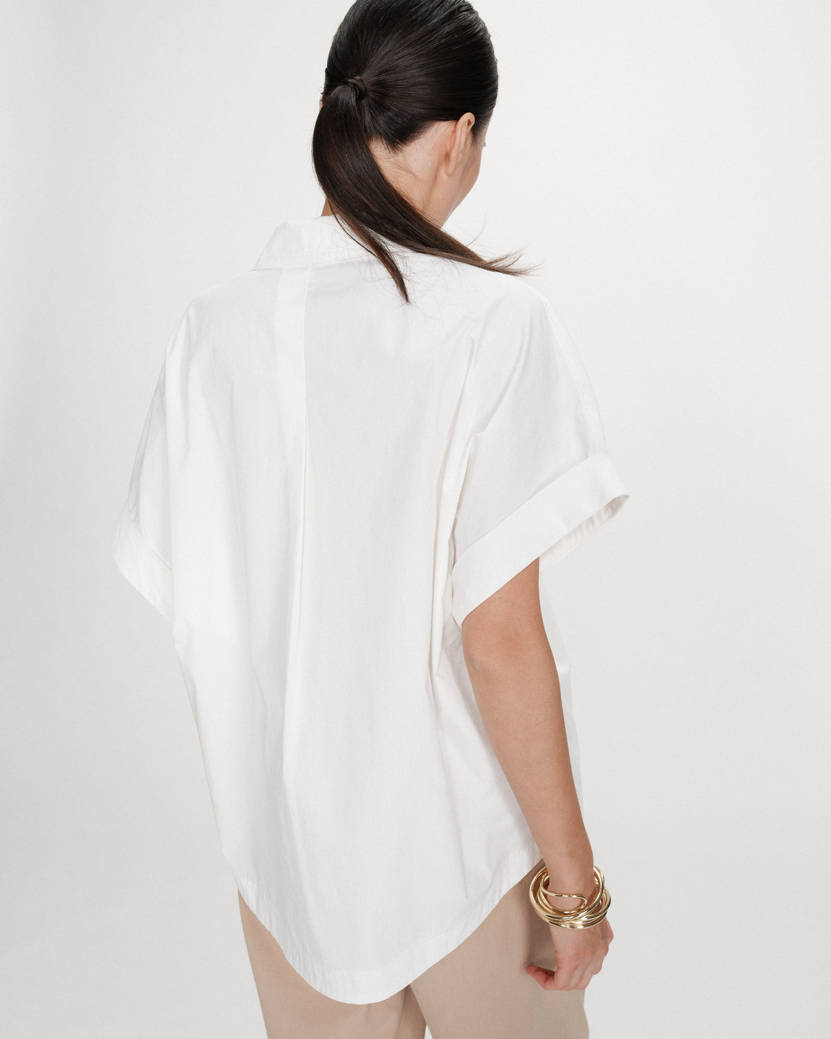 Blouse large en coton manches courtes ivoire Versigny