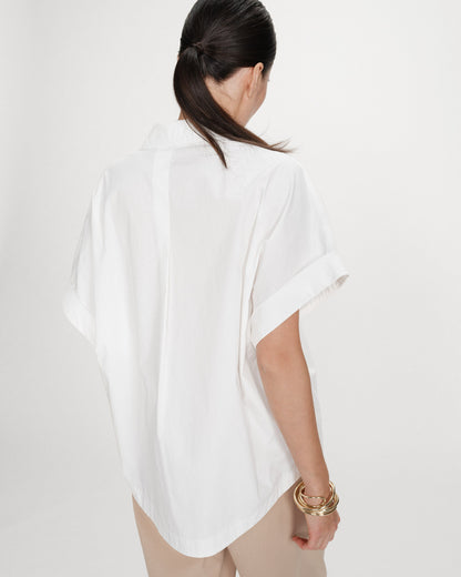 Blouse large en coton manches courtes ivoire Versigny