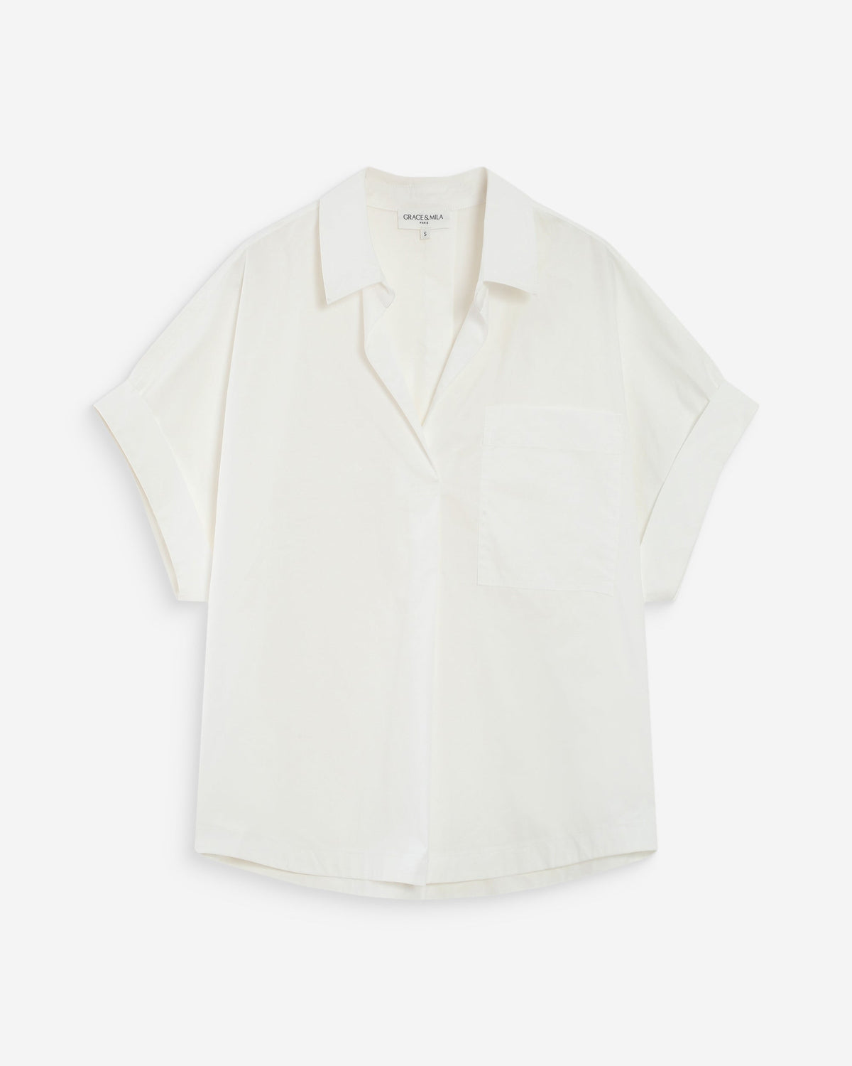 Blouse large en coton manches courtes ivoire Versigny