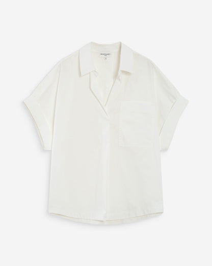 Blouse large en coton manches courtes ivoire Versigny