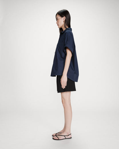 Blouse large en coton manches courtes marine Versigny