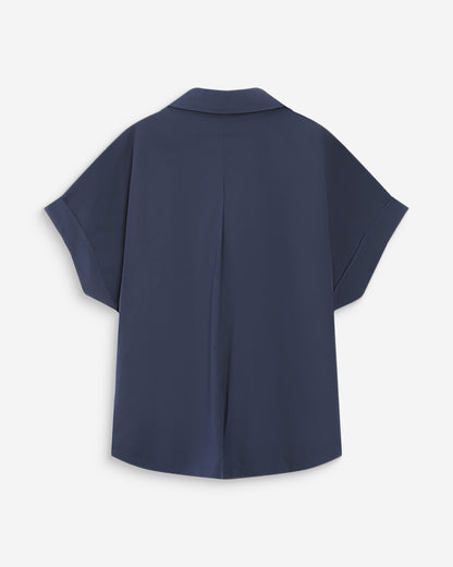 Blouse large en coton manches courtes marine Versigny