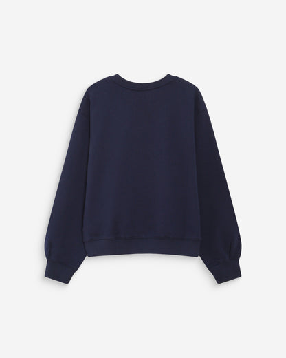 Sweatshirt col rond avec plis et boutons marine Vonan