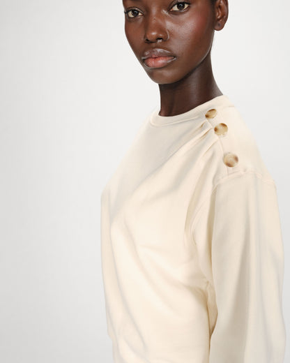 Sweatshirt col rond avec plis et boutons vanille Vonan