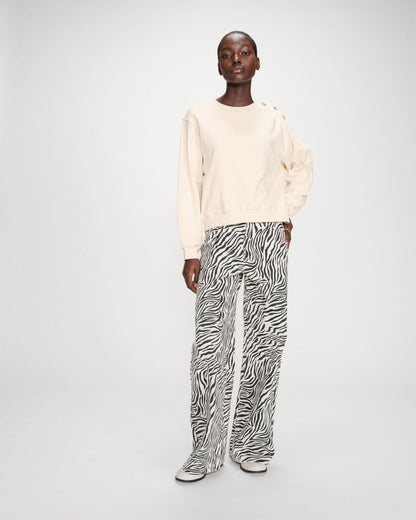 Sweatshirt col rond avec plis et boutons vanille Vonan