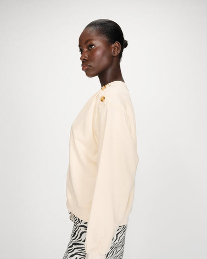 Sweatshirt col rond avec plis et boutons vanille Vonan