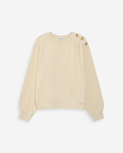 Sweatshirt col rond avec plis et boutons vanille Vonan