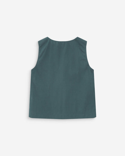 Top en coton sans manches col V emeraude Vagabond