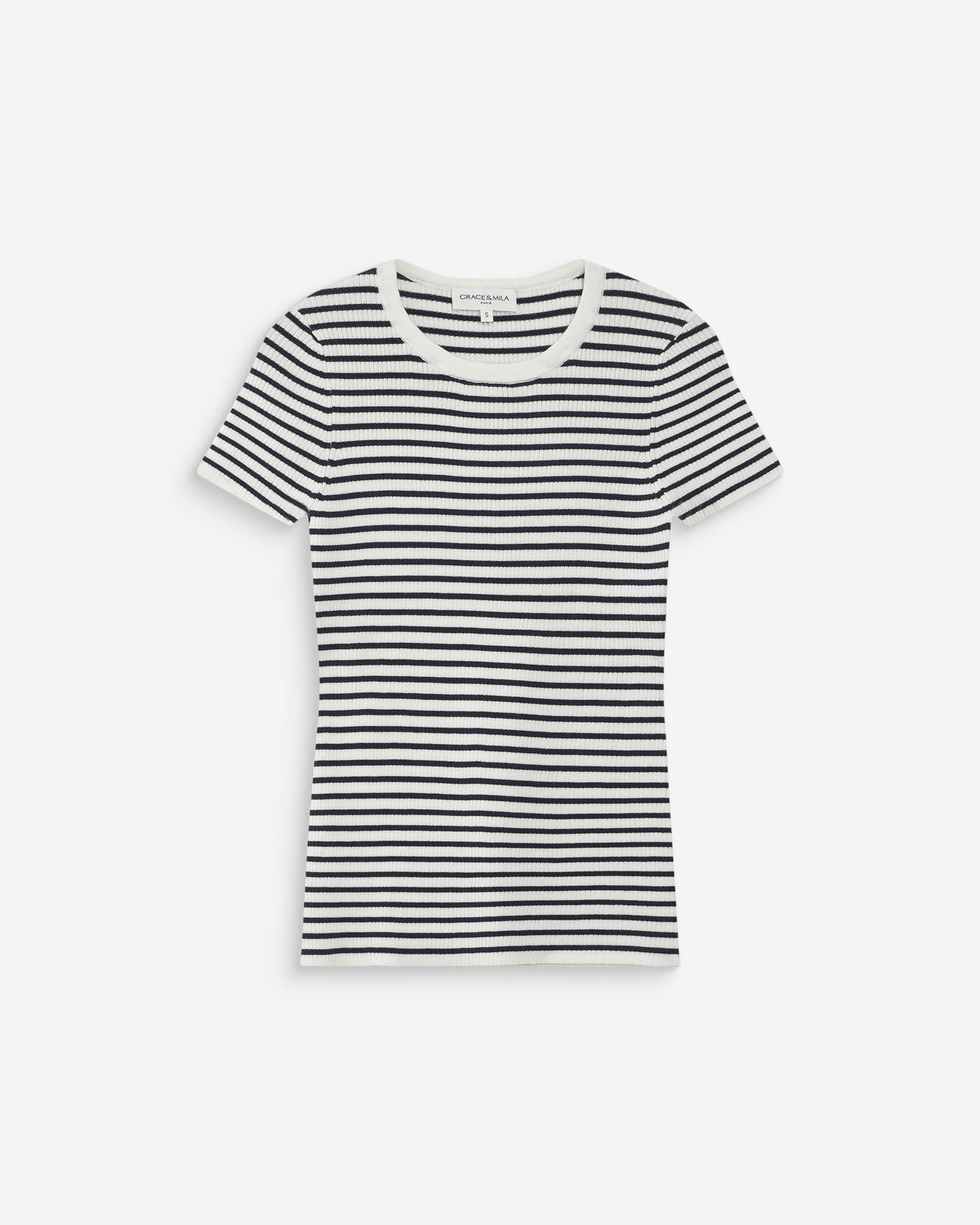 Pull en fine maille ajusté manches courtes marine Vendredi