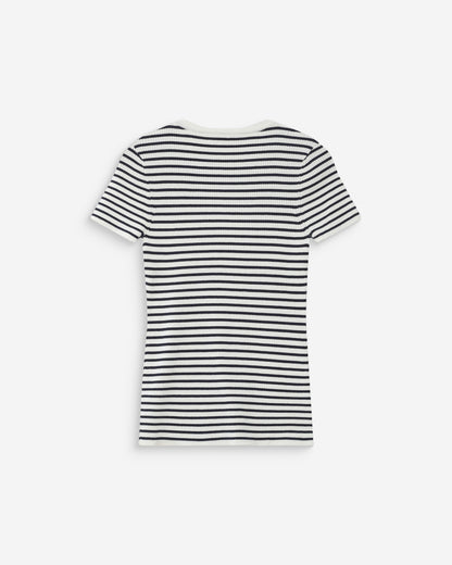 Pull en fine maille ajusté manches courtes marine Vendredi