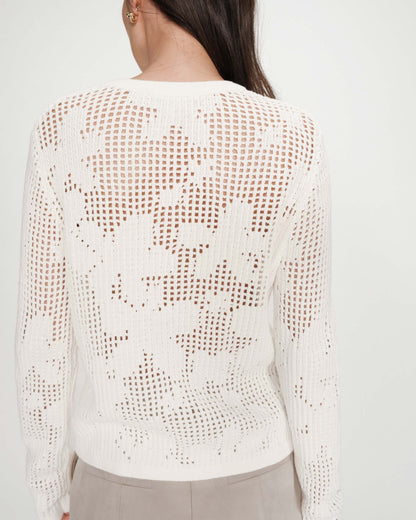 Cardigan en maille ajourée ecru Velasquez
