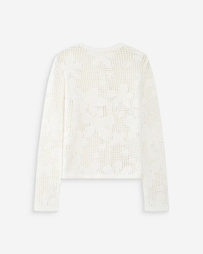 Cardigan en maille ajourée ecru Velasquez