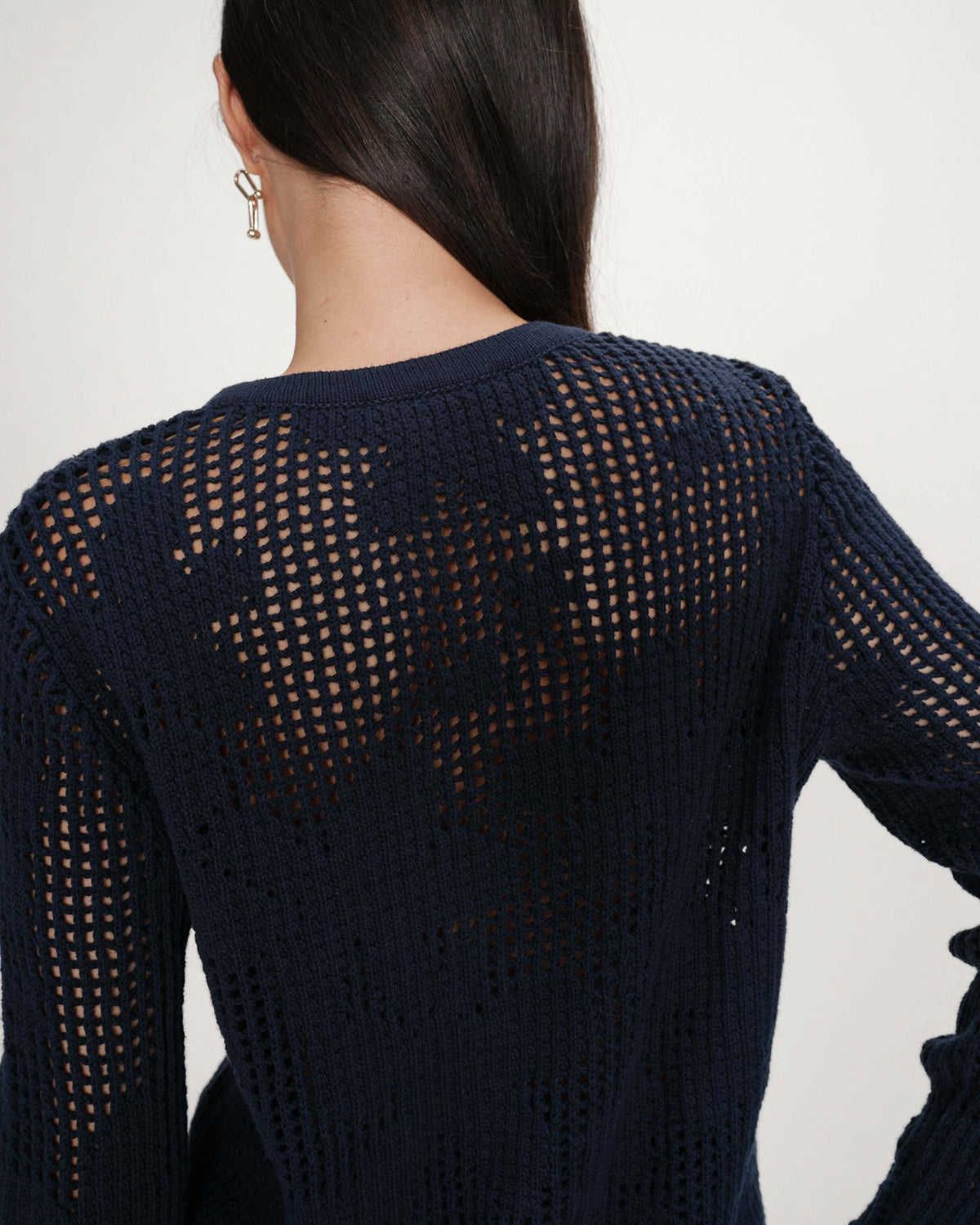 Cardigan en maille ajourée marine Velasquez
