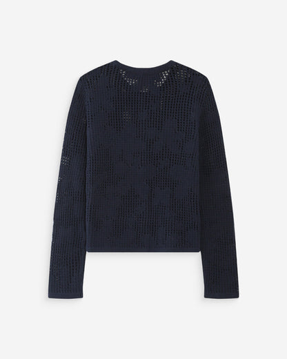 Cardigan en maille ajourée marine Velasquez