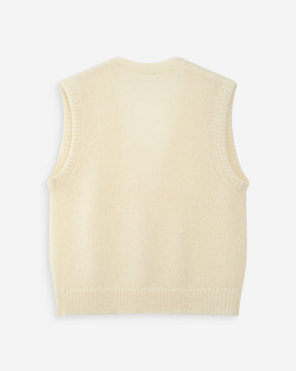 Cardigan laine et mohair sans manches ecru Vicomte